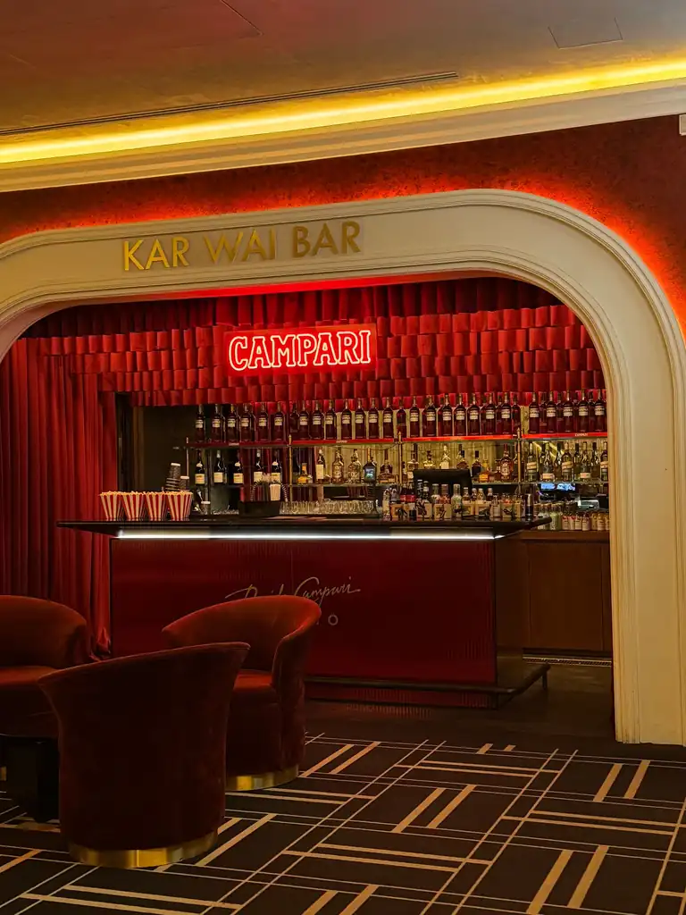 Luxurious bar interior with elegant wood finishes